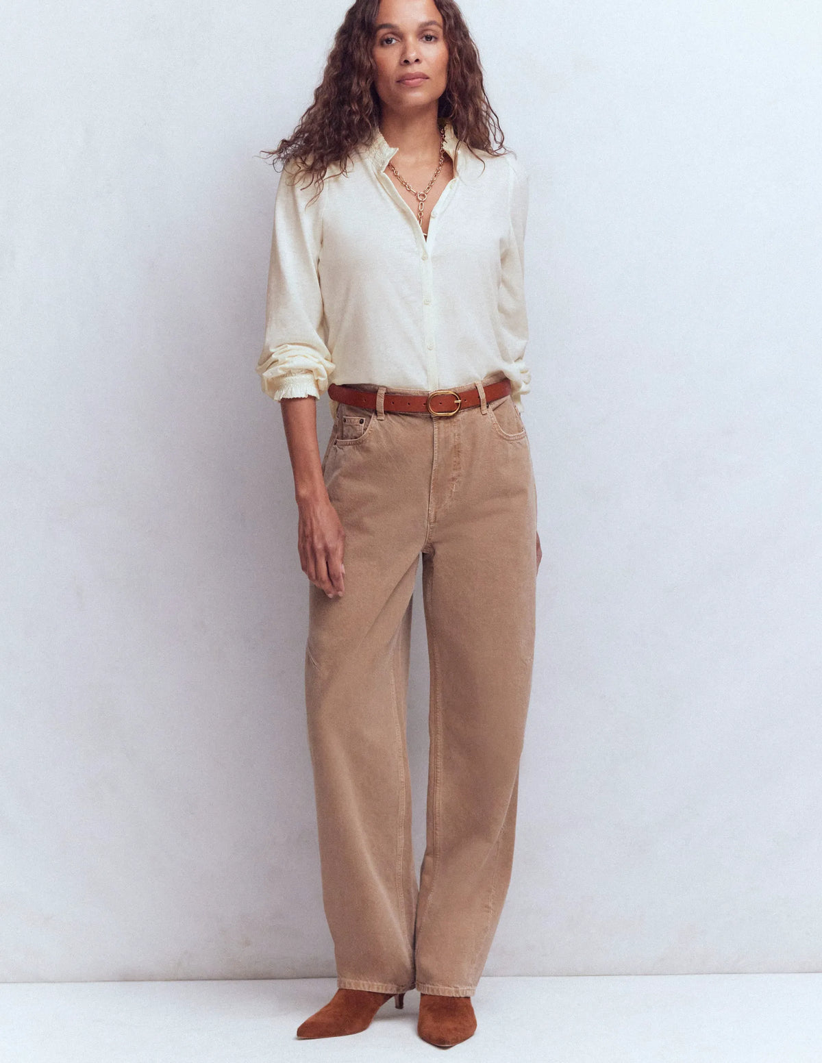 Effie Smocked Detail Shirt-Ivory