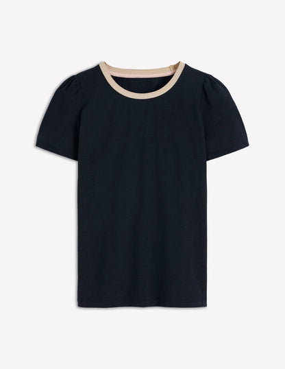 Metallic Trim T-Shirt-Navy
