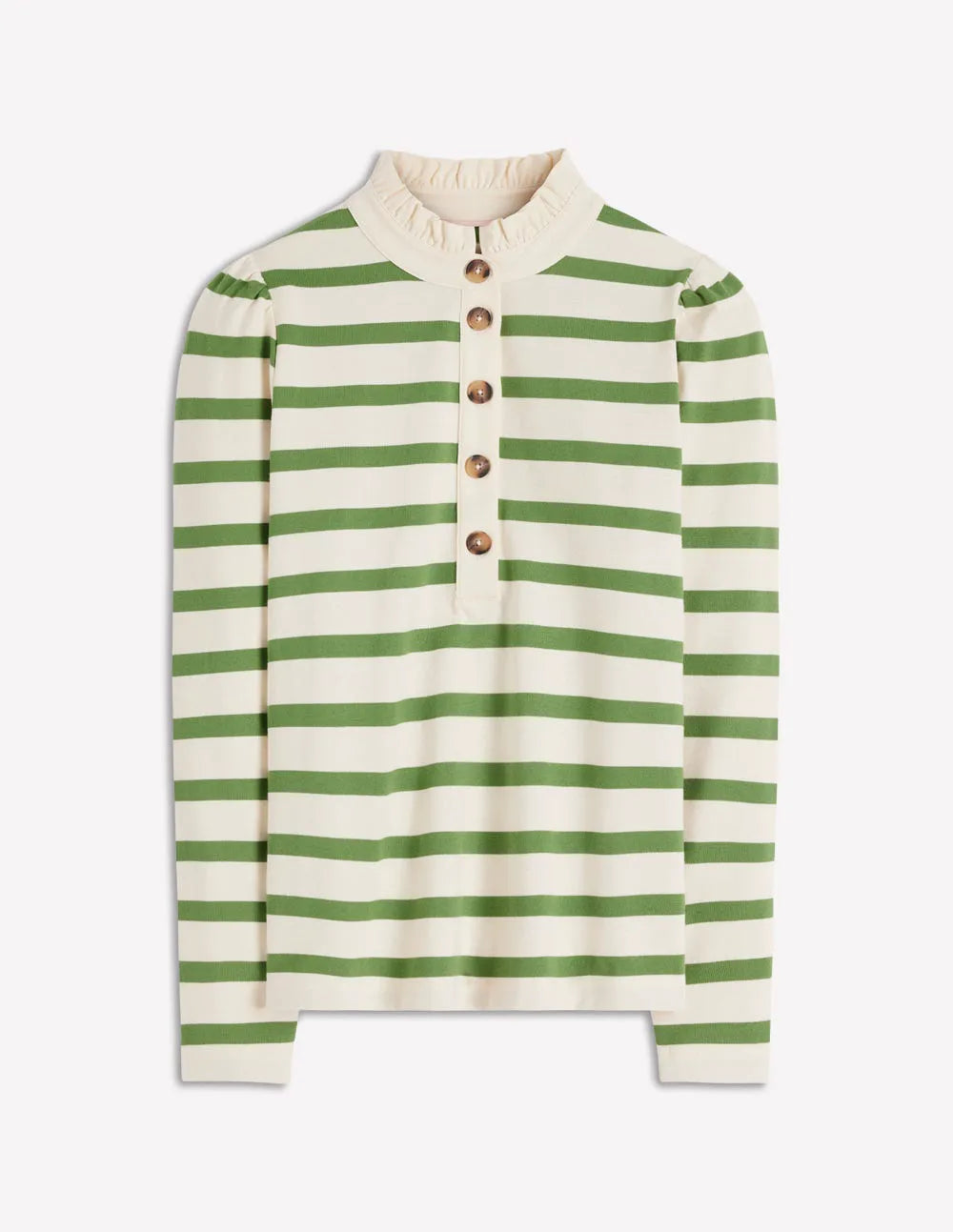 Ruffle Collar Mariner-Ivory and Safari Green Stripe