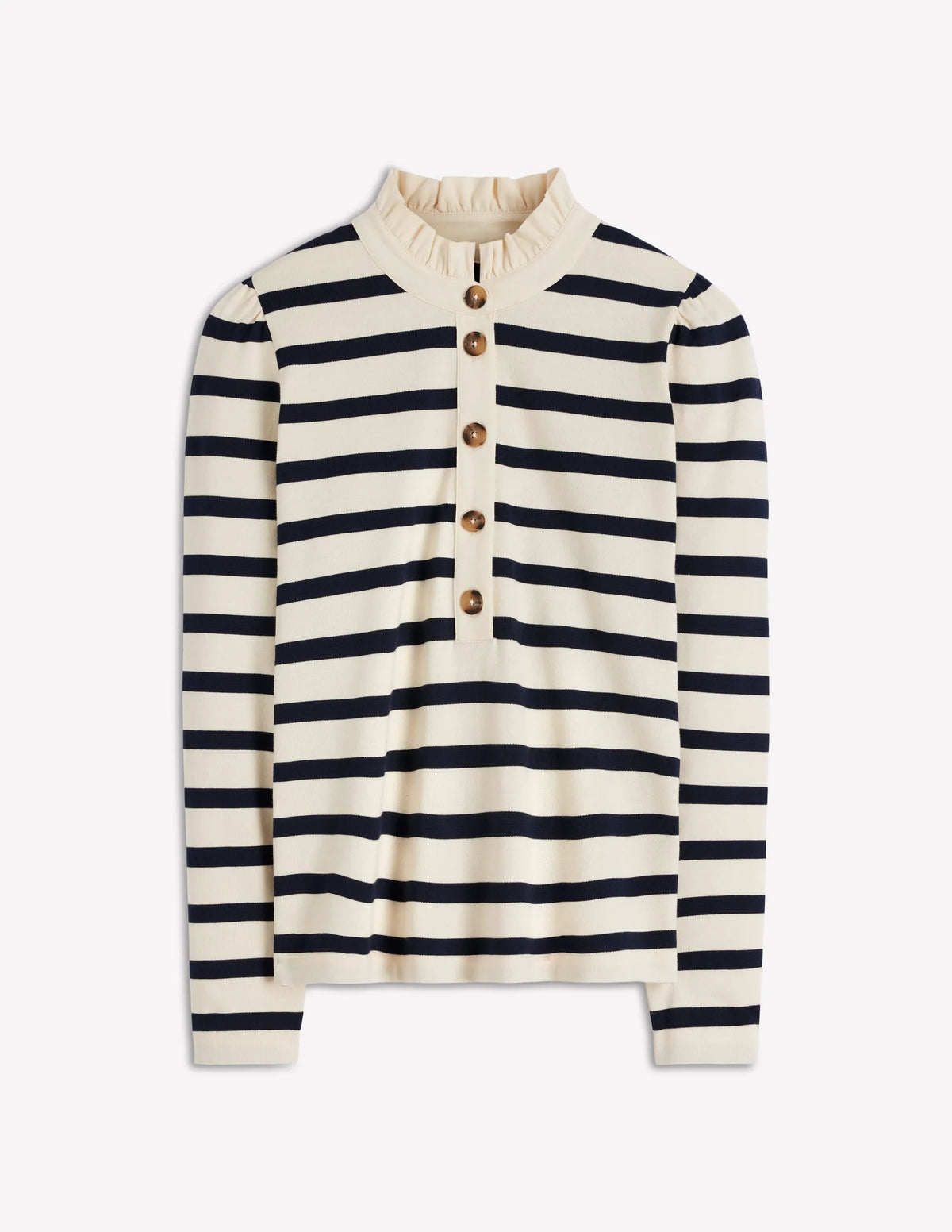 Ruffle Collar Mariner-Ivory and Navy Stripe