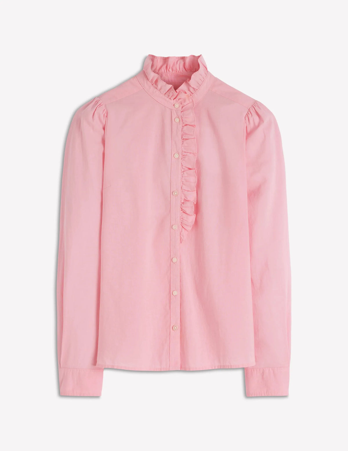 Isabel Ruffle Cotton Shirt-Spring Blossom Pink