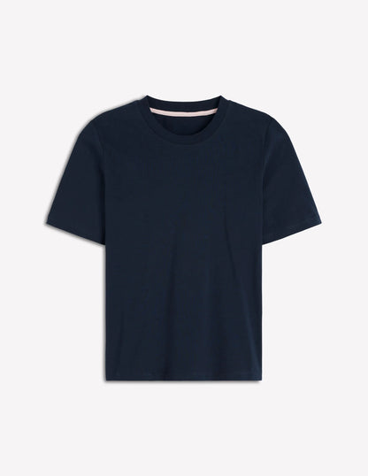Cotton Crew Neck T-shirt-Navy