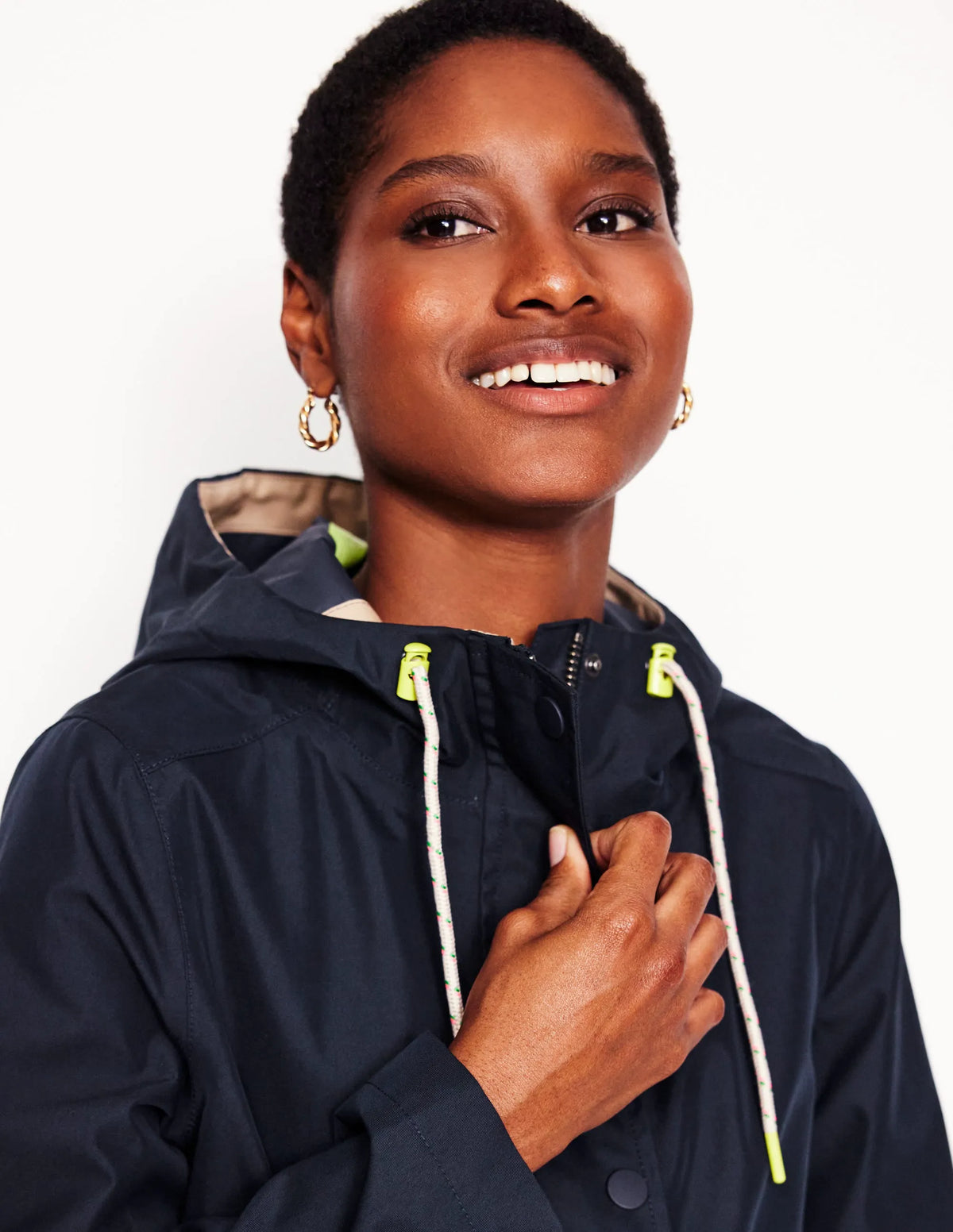 Wells Waterproof Hooded Coat-Navy