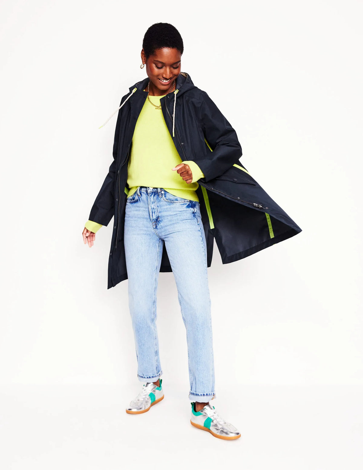 Wells Waterproof Hooded Coat-Navy