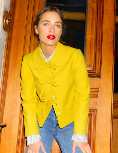 Rye Cotton Bow Jacket-Pineapple Yellow