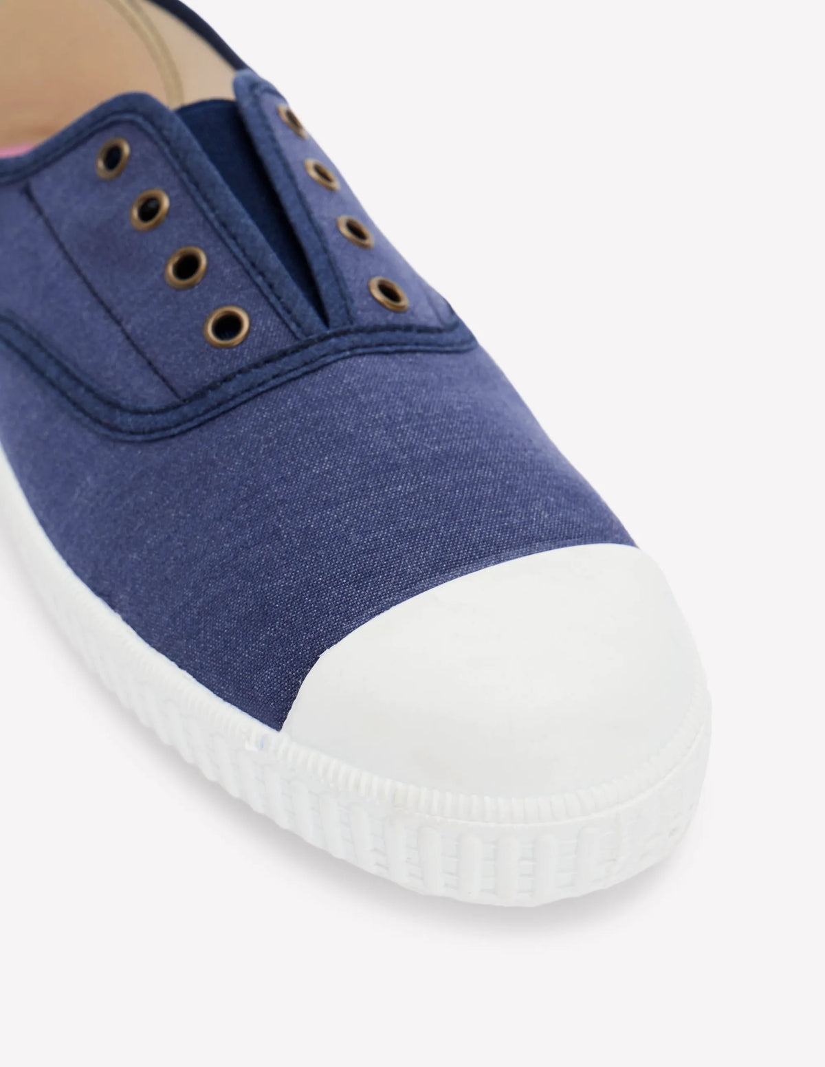 Laceless Canvas Plimsoll-Navy