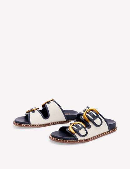 Alberta Footbed Sandals-Ivory/Navy