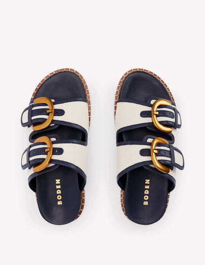 Alberta Footbed Sandals-Ivory/Navy