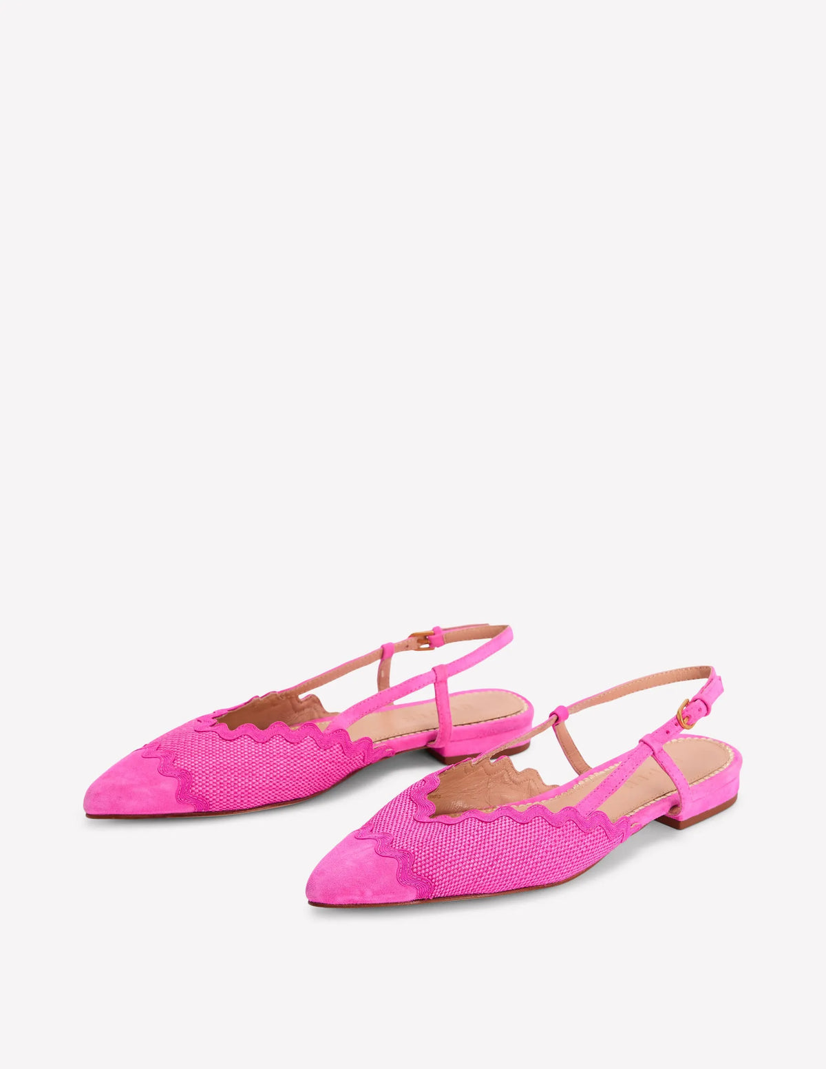 Ric Rac Detail Pointed Flats-Festival Pink