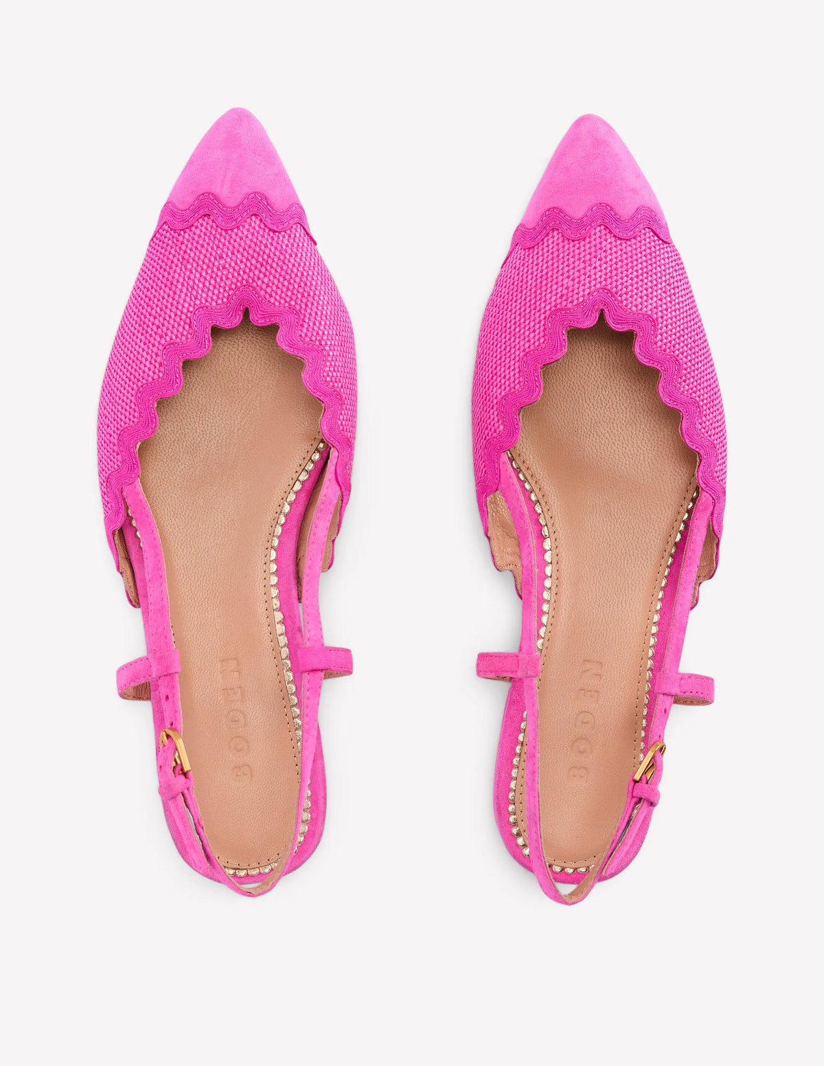 Ric Rac Detail Pointed Flats-Festival Pink