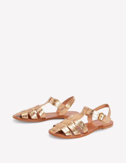 Fisherman Flat Sandals-Gold