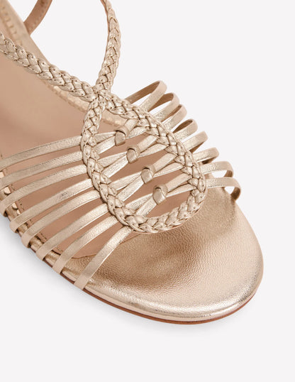 Multi Strap Flat Sandal-Gold