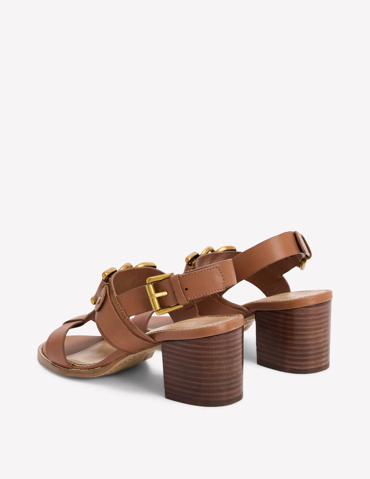 Block Heel Hardware Sandals-Tan