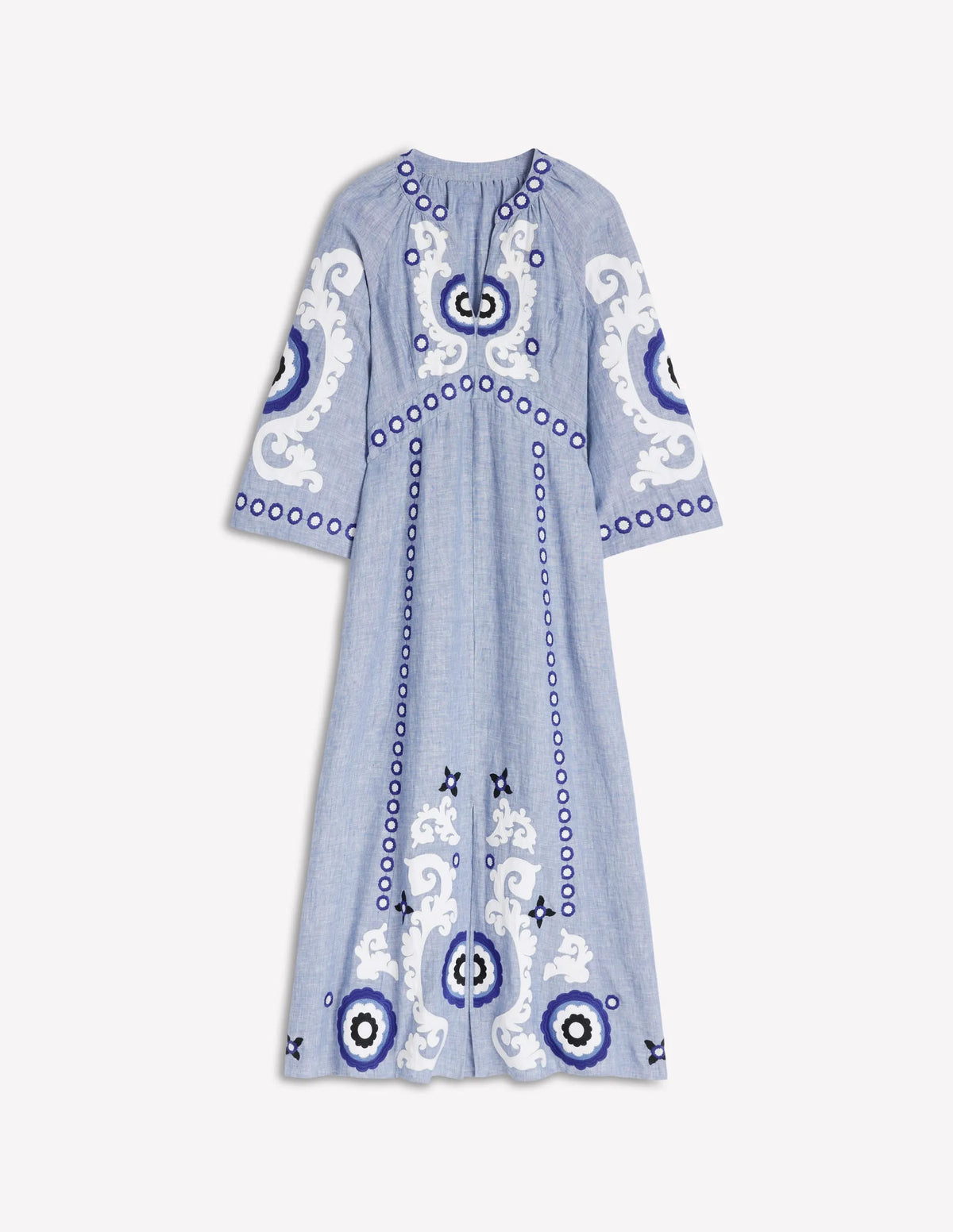 Una Linen Midi Dress-Chambray