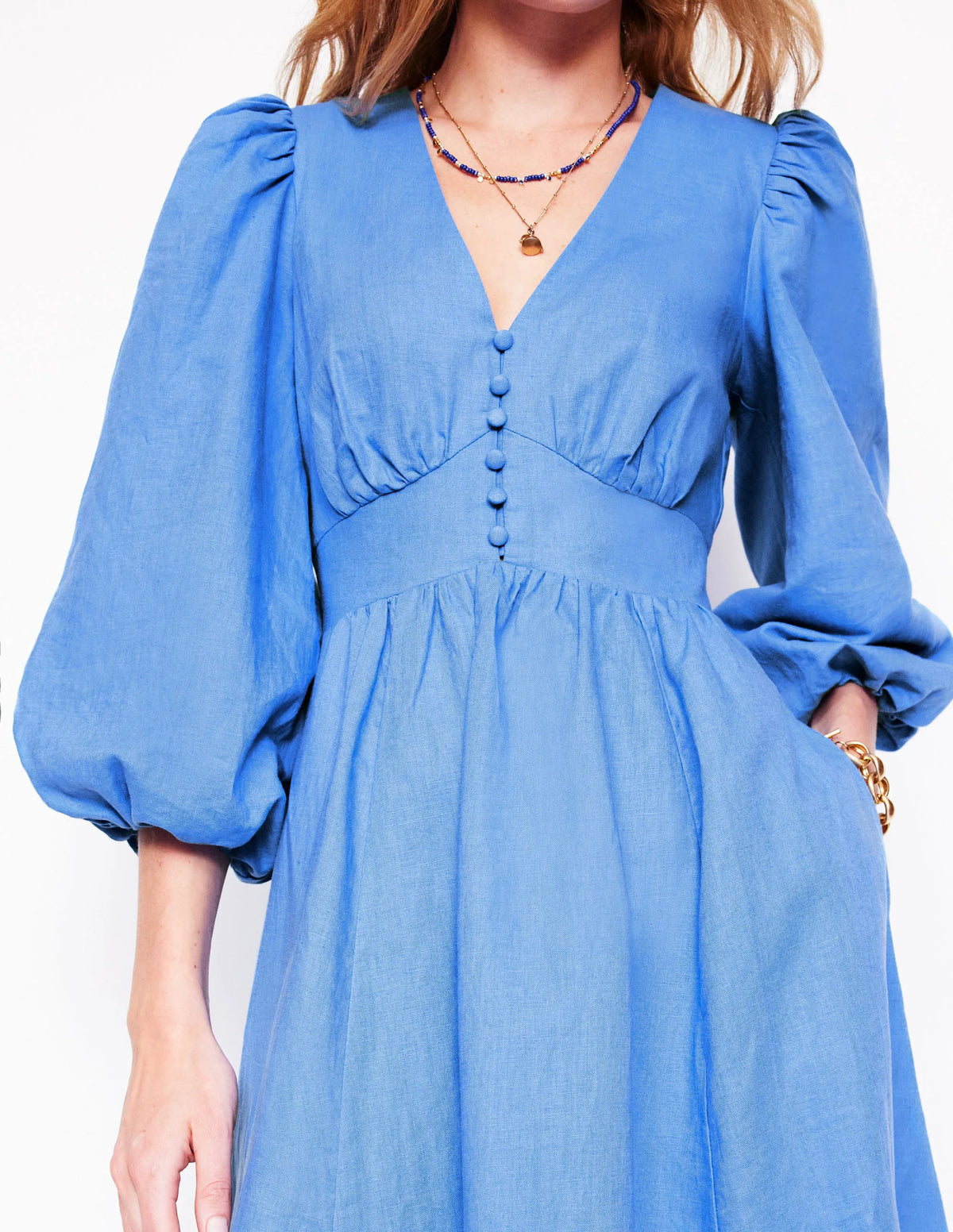 Lola Blouson Maxi Dress-Ocean Blue