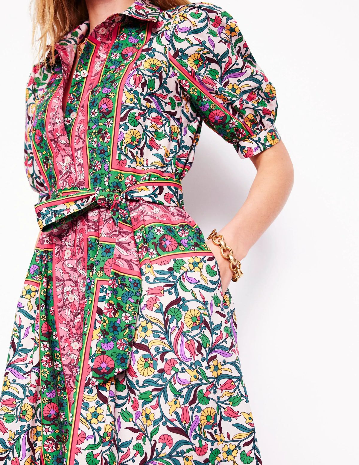Alexa Maxi Shirt Dress-Multi, Enchanting Vine