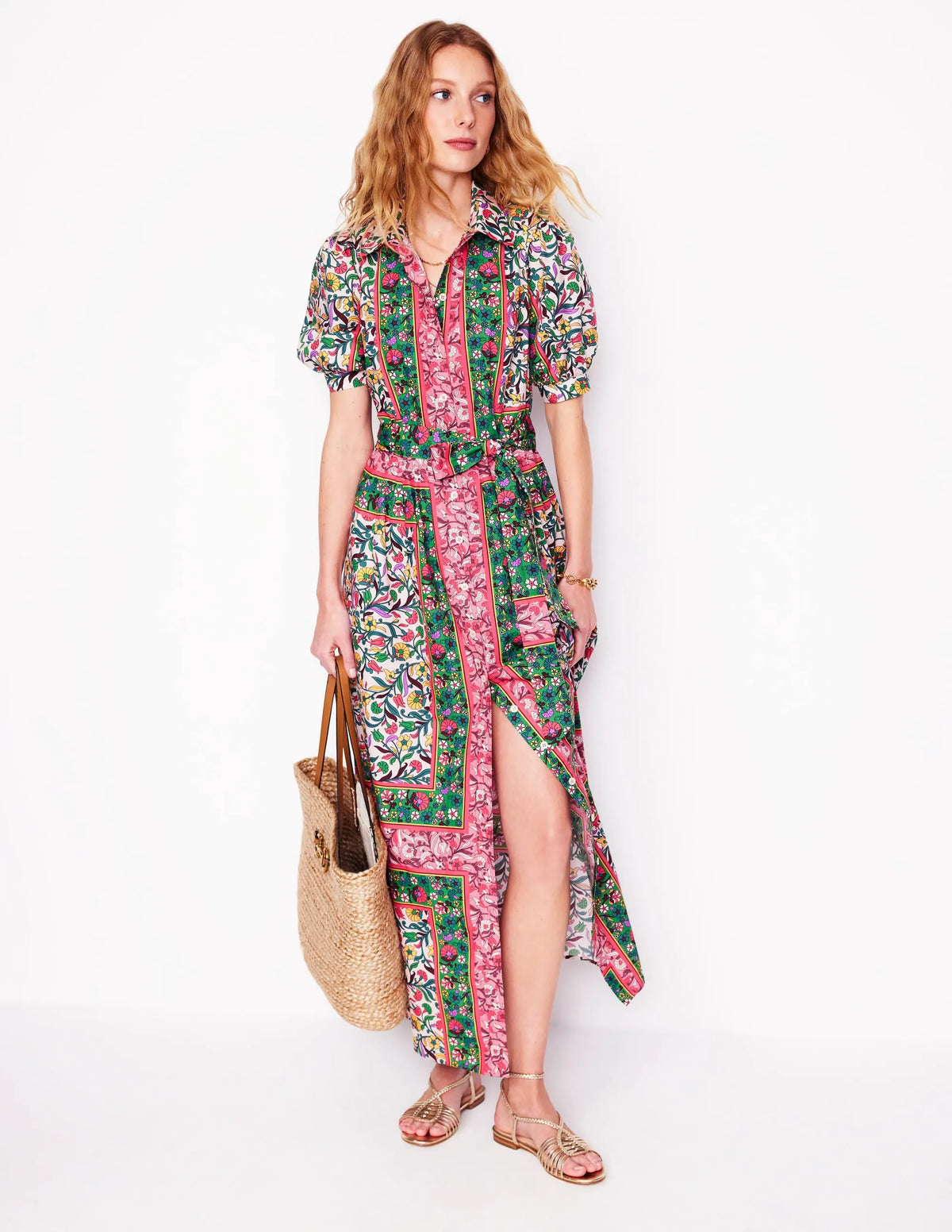 Alexa Maxi Shirt Dress-Multi, Enchanting Vine