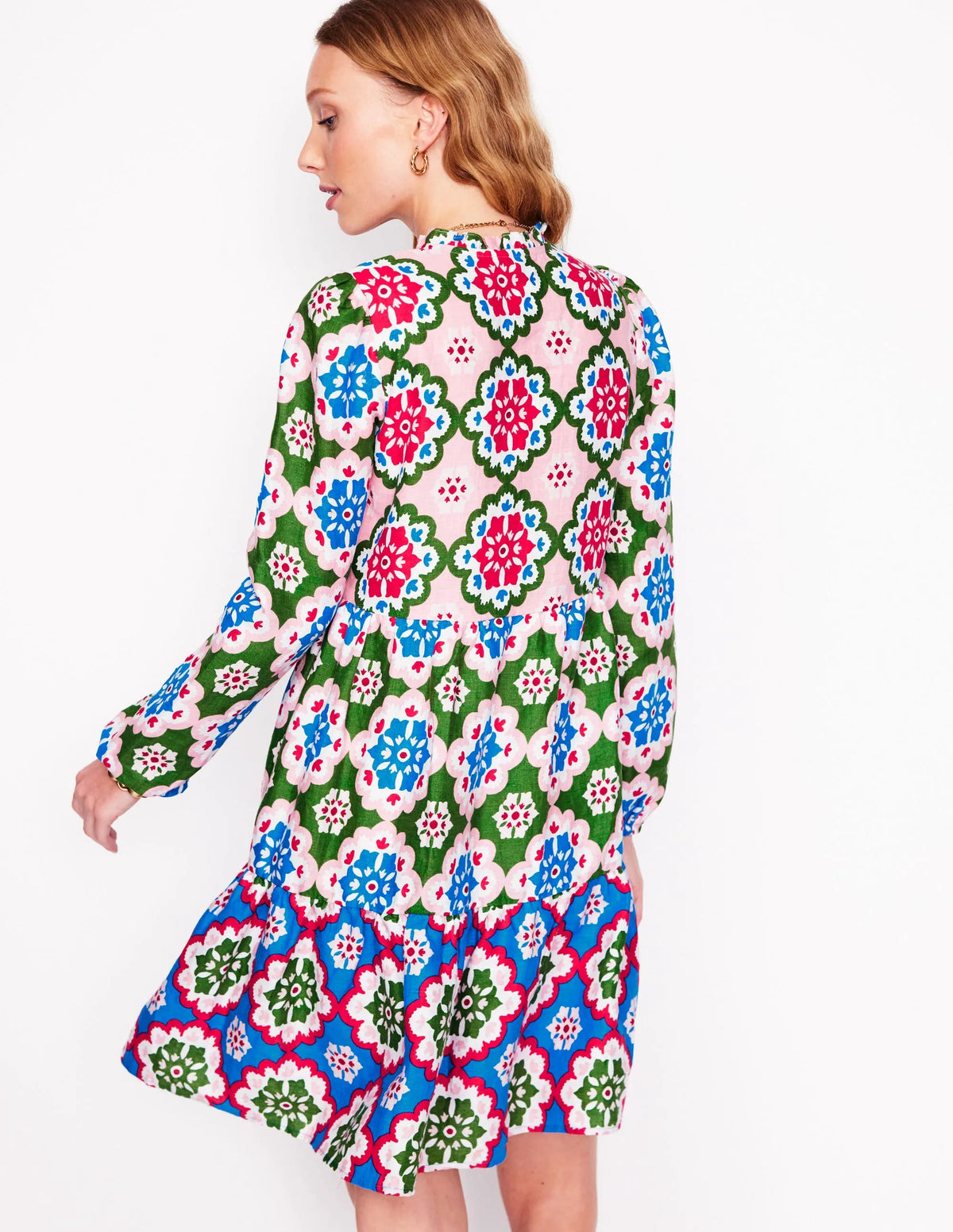 Esme Linen Mini Dress-Multi, Bloom Geo