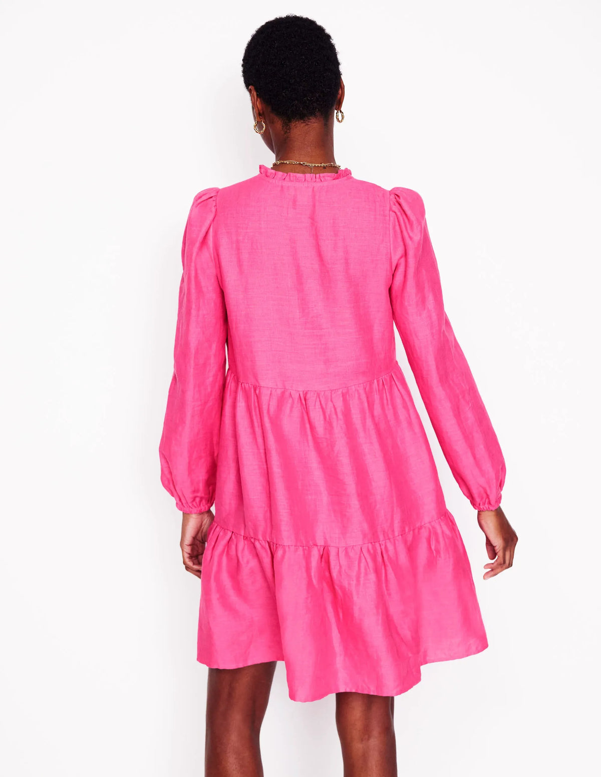Esme Linen Mini Dress-Pink Peony