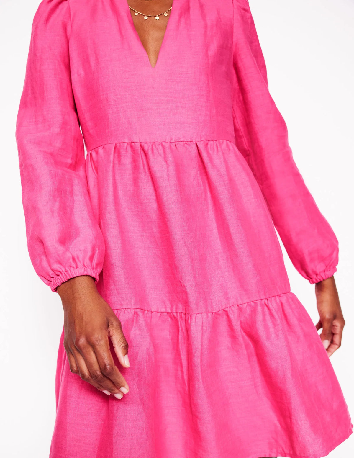 Esme Linen Mini Dress-Pink Peony
