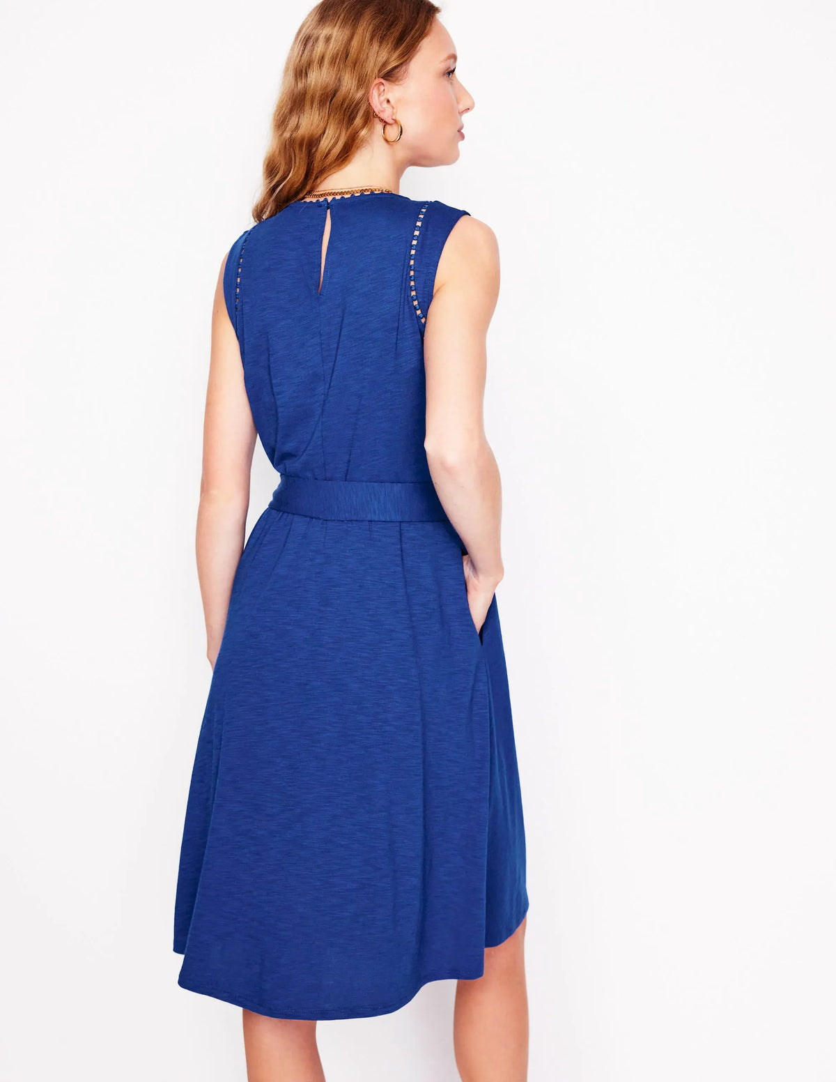 Mila Trim Short Jersey Dress-Bright Blue