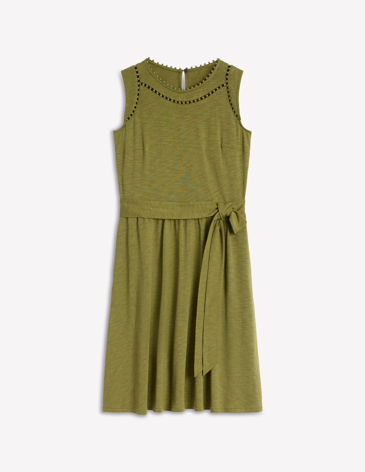 Mila Trim Short Jersey Dress-Deep Olive