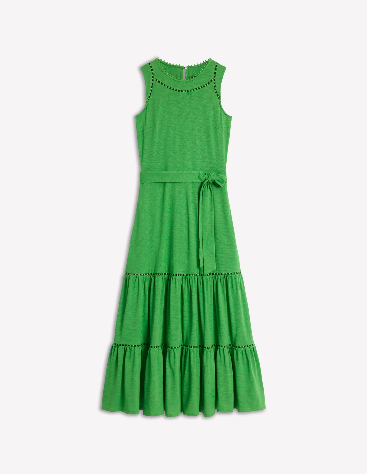 Mila Trim Tiered Jersey Dress-Paradise Green
