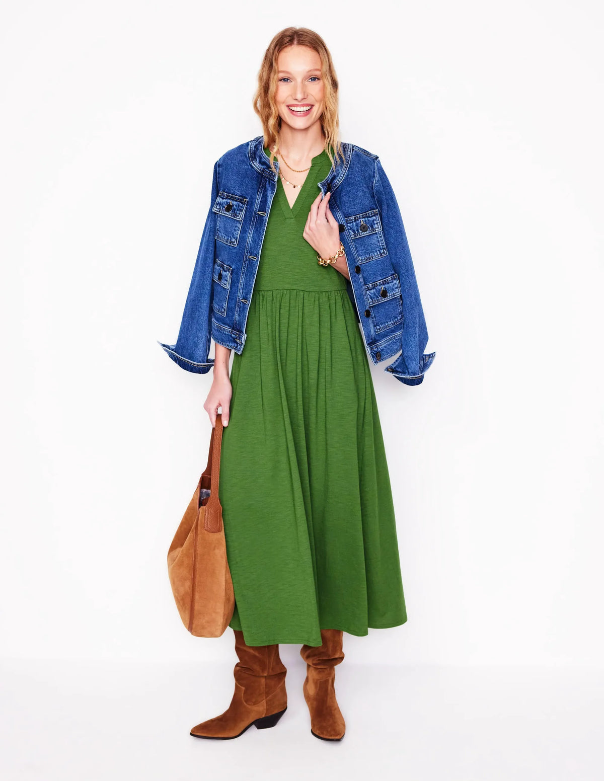 Chloe Jersey Midi Dress-Promenade Green