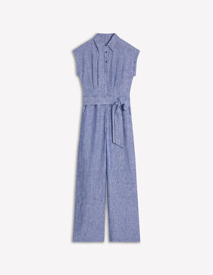 Colette Linen Jumpsuit-Authentic Blue Chambray