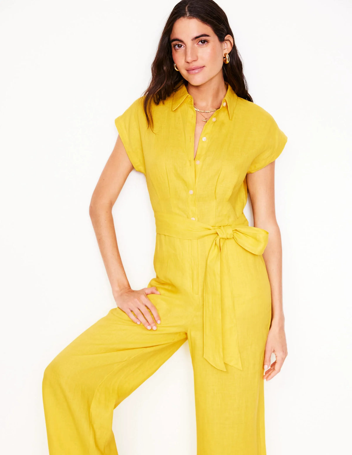 Colette Linen Jumpsuit-Pineapple Yellow