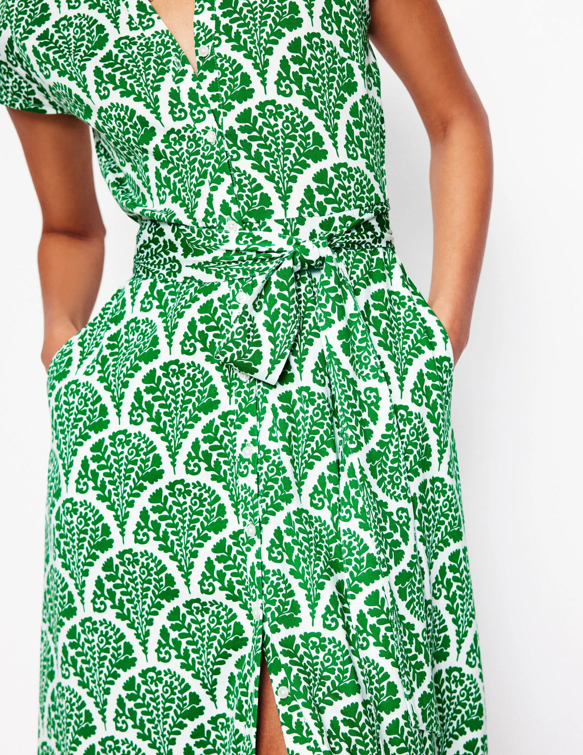 Sara Jersey Shirt Dress-Rich Emerald, Blossomy