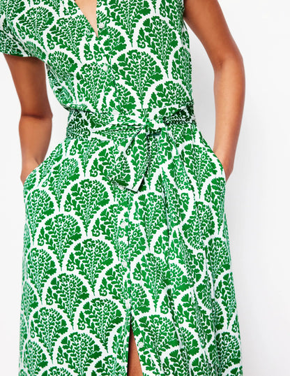 Sara Jersey Shirt Dress-Rich Emerald, Blossomy