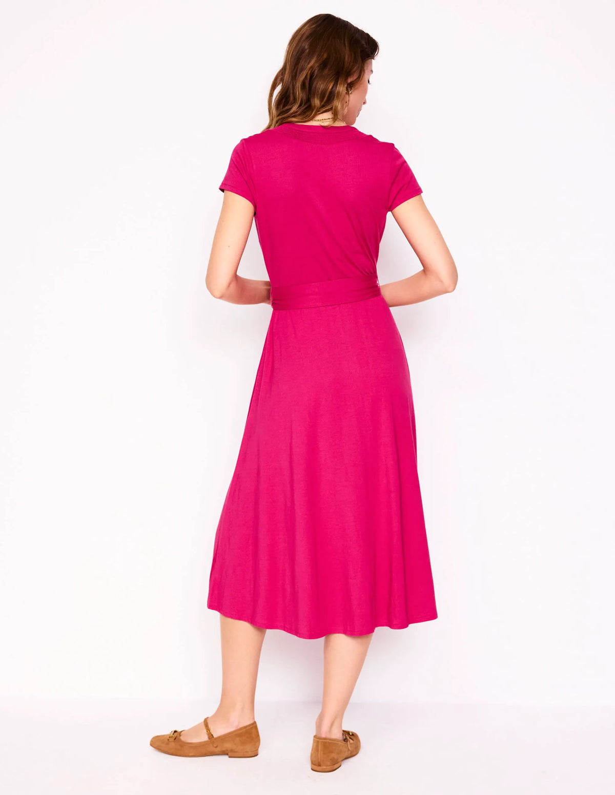 Sara Jersey Shirt Dress-Cherry Jam