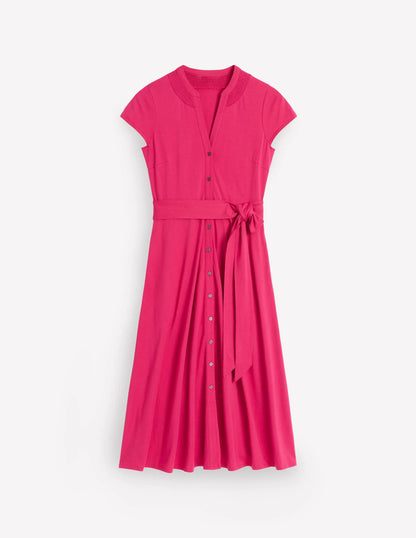 Sara Jersey Shirt Dress-Cherry Jam