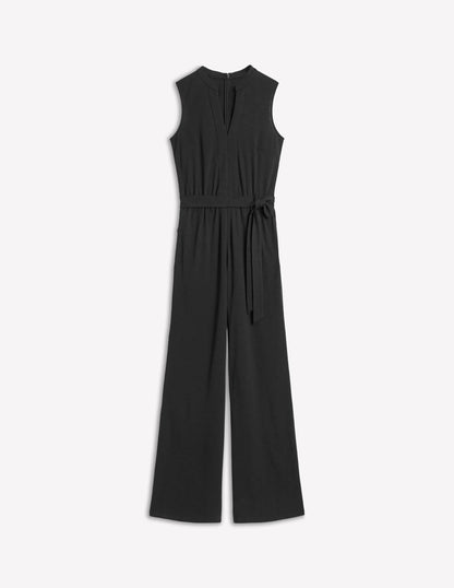 Naomi Notch Jersey Jumpsuit-Black