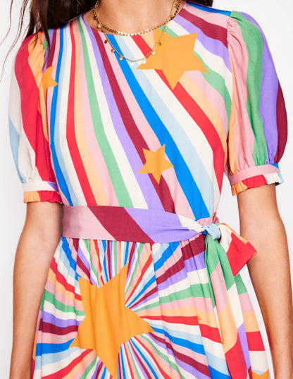 Blouson Crew Neck Dress-Multi, Supernova