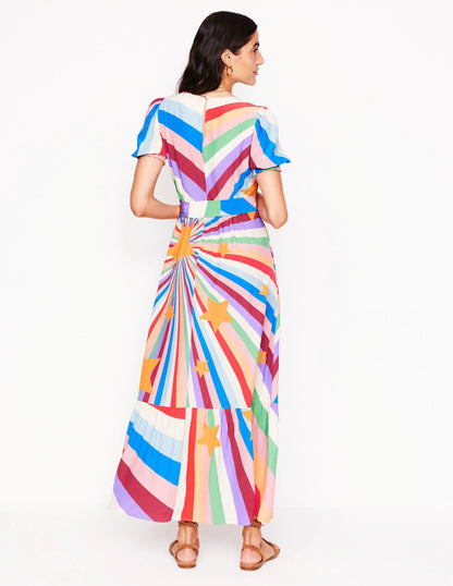 Blouson Crew Neck Dress-Multi, Supernova