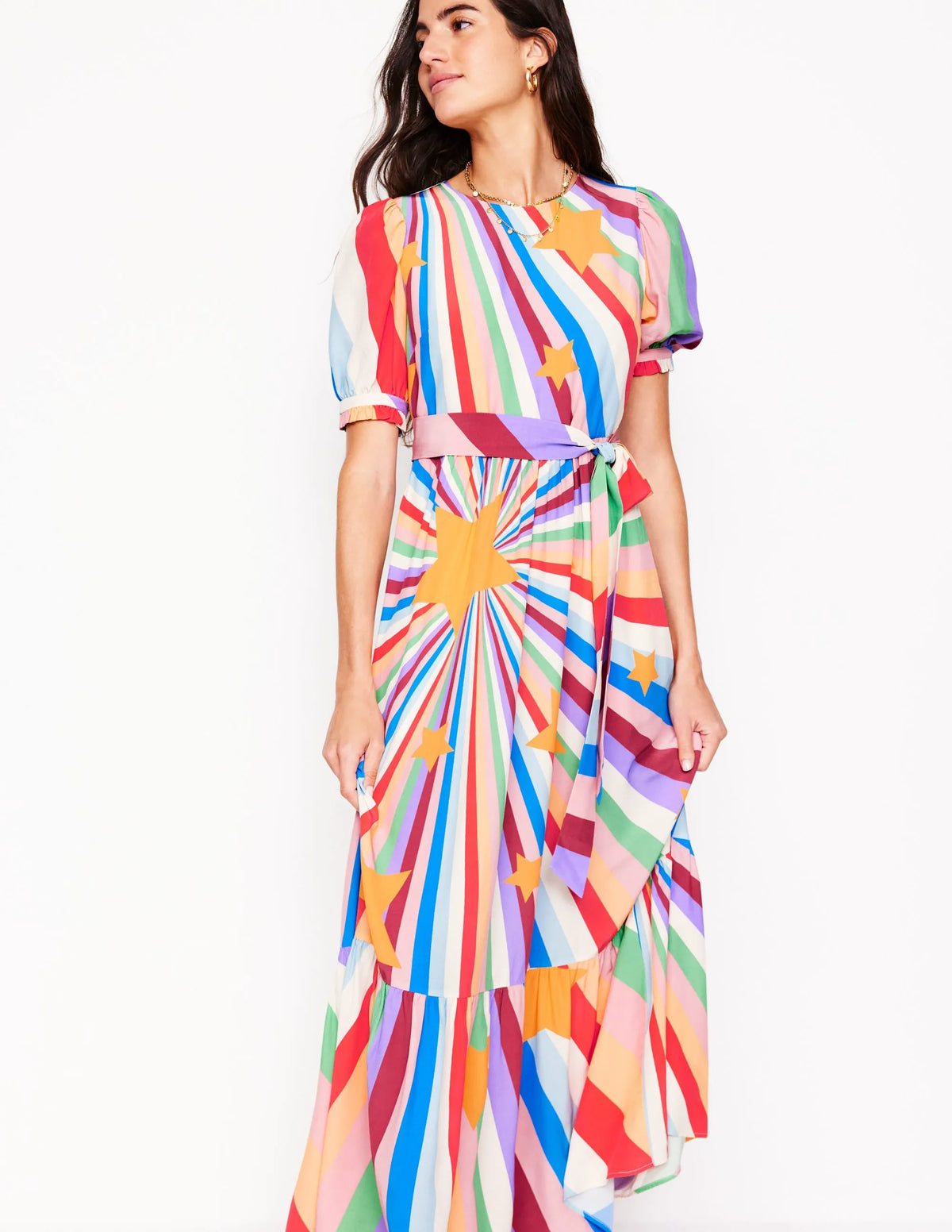 Blouson Crew Neck Dress-Multi, Supernova
