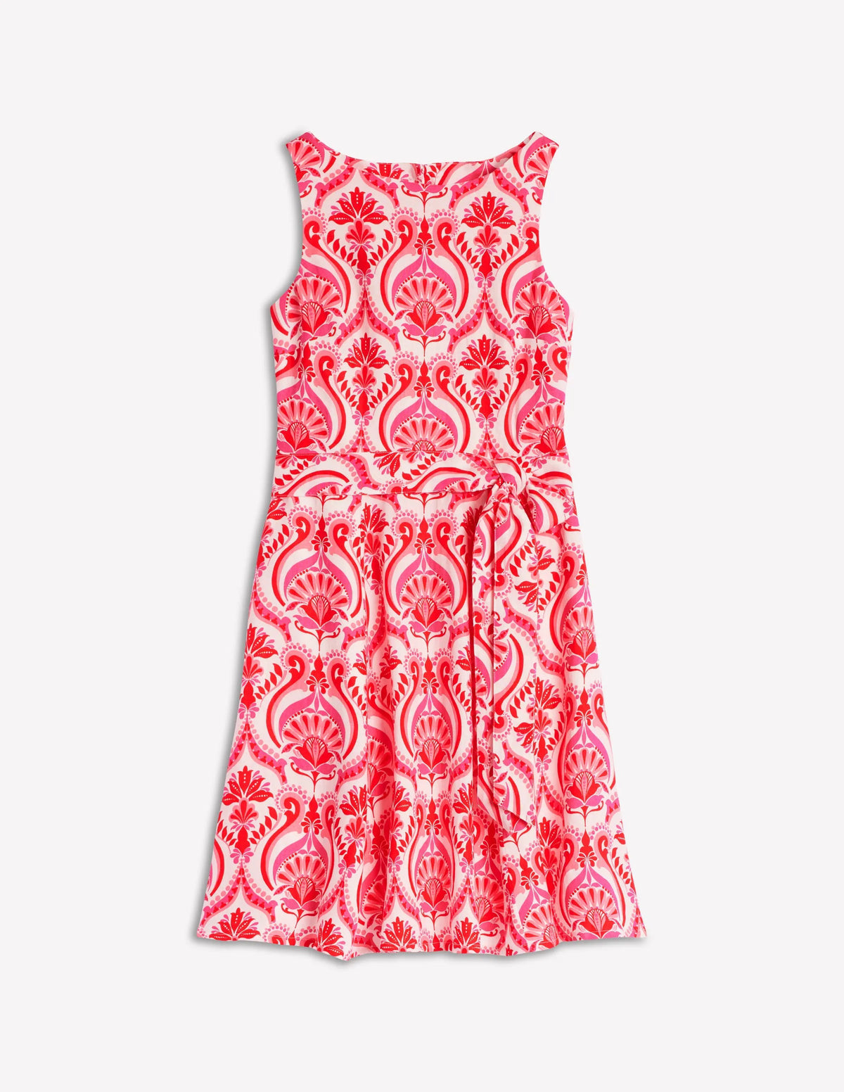 Anya Sleeveless Linen Dress-Poppy Red, Ornamental Floral