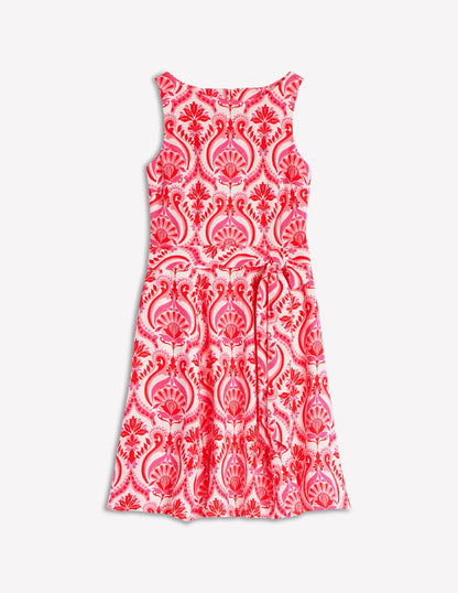 Anya Sleeveless Linen Dress-Poppy Red, Ornamental Floral