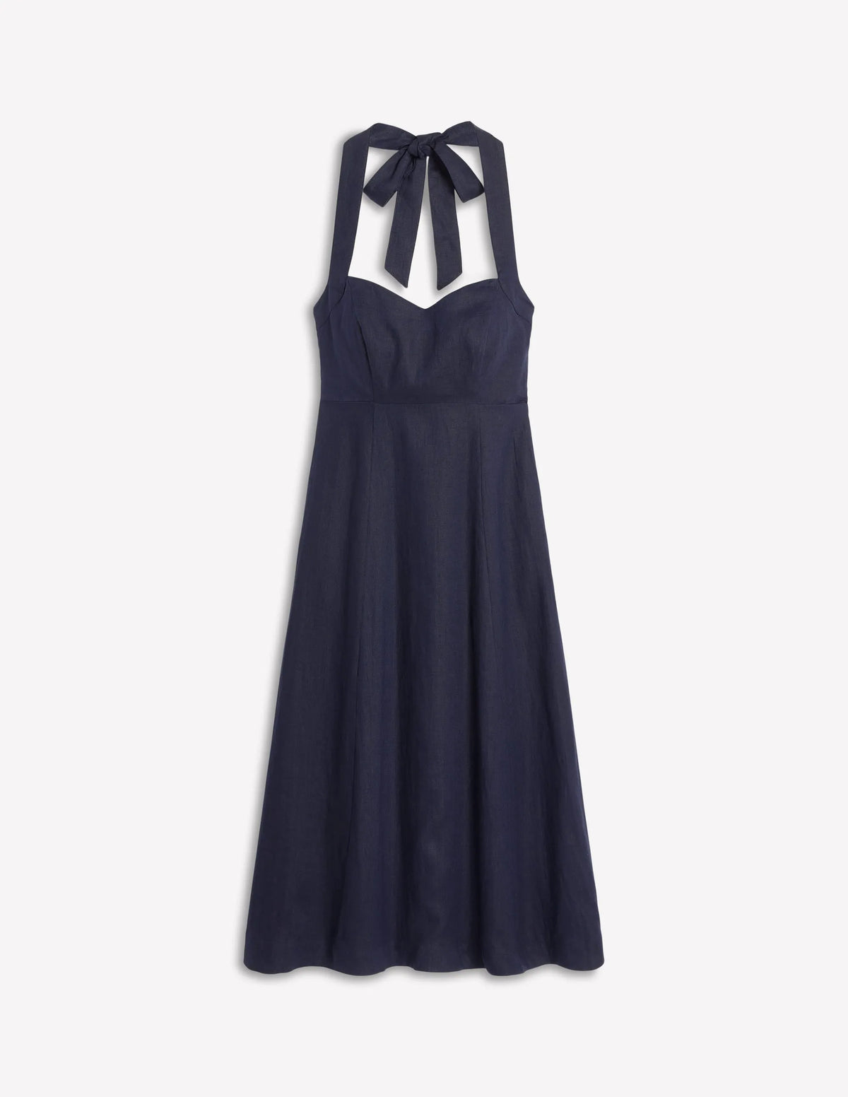 Halter Linen Dress-Navy