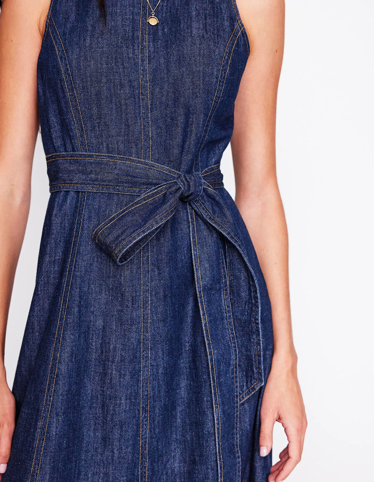 Sleeveless Denim Dress-Dark Vintage Denim