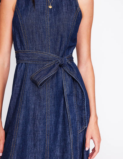 Sleeveless Denim Dress-Dark Vintage Denim
