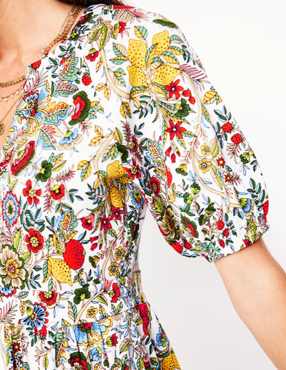 Piper Short Jersey Dress-Multi, Citrus Vine