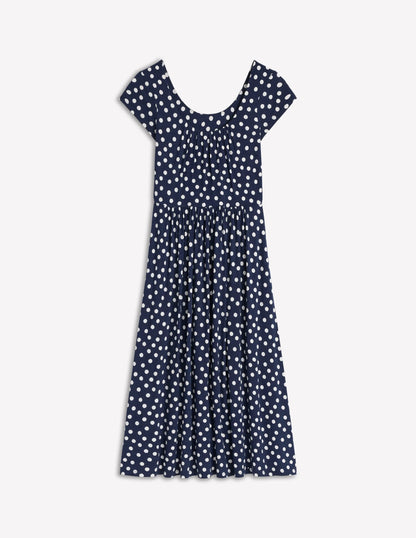 Samantha Scoop Jersey Dress-French Navy, Painted Dot