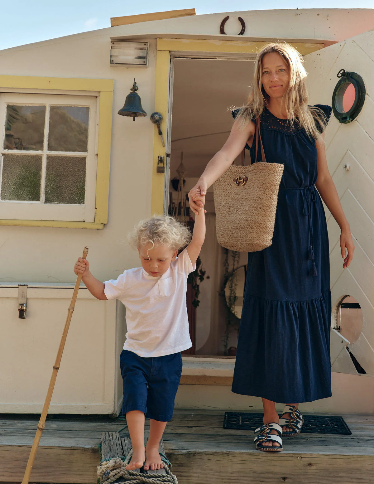 Juliet Broderie Midi Dress-Navy