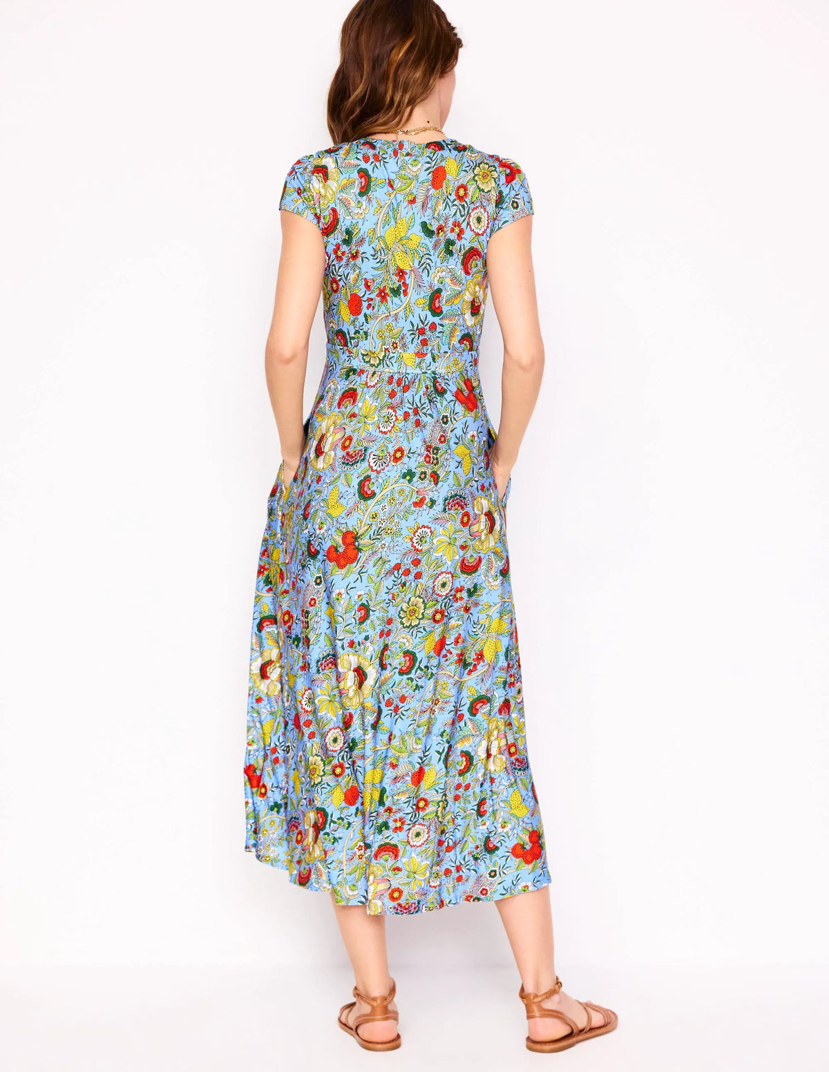 Bias Cut Jersey Midi Dress-Multi, Citrus Vine
