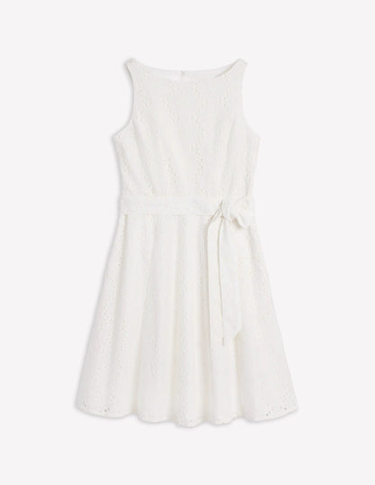 Anya Sleeveless Broderie Dress-White