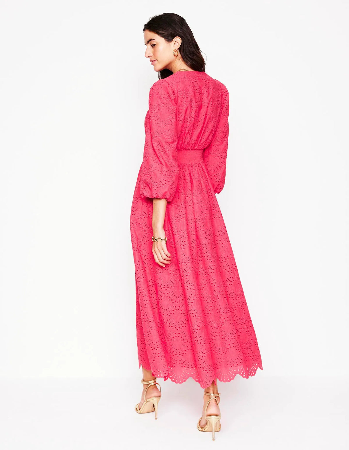Lola Broderie Maxi Dress-Camelia Pink