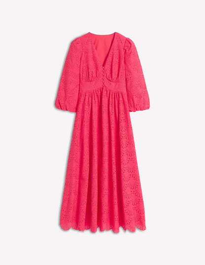 Lola Broderie Maxi Dress-Camelia Pink